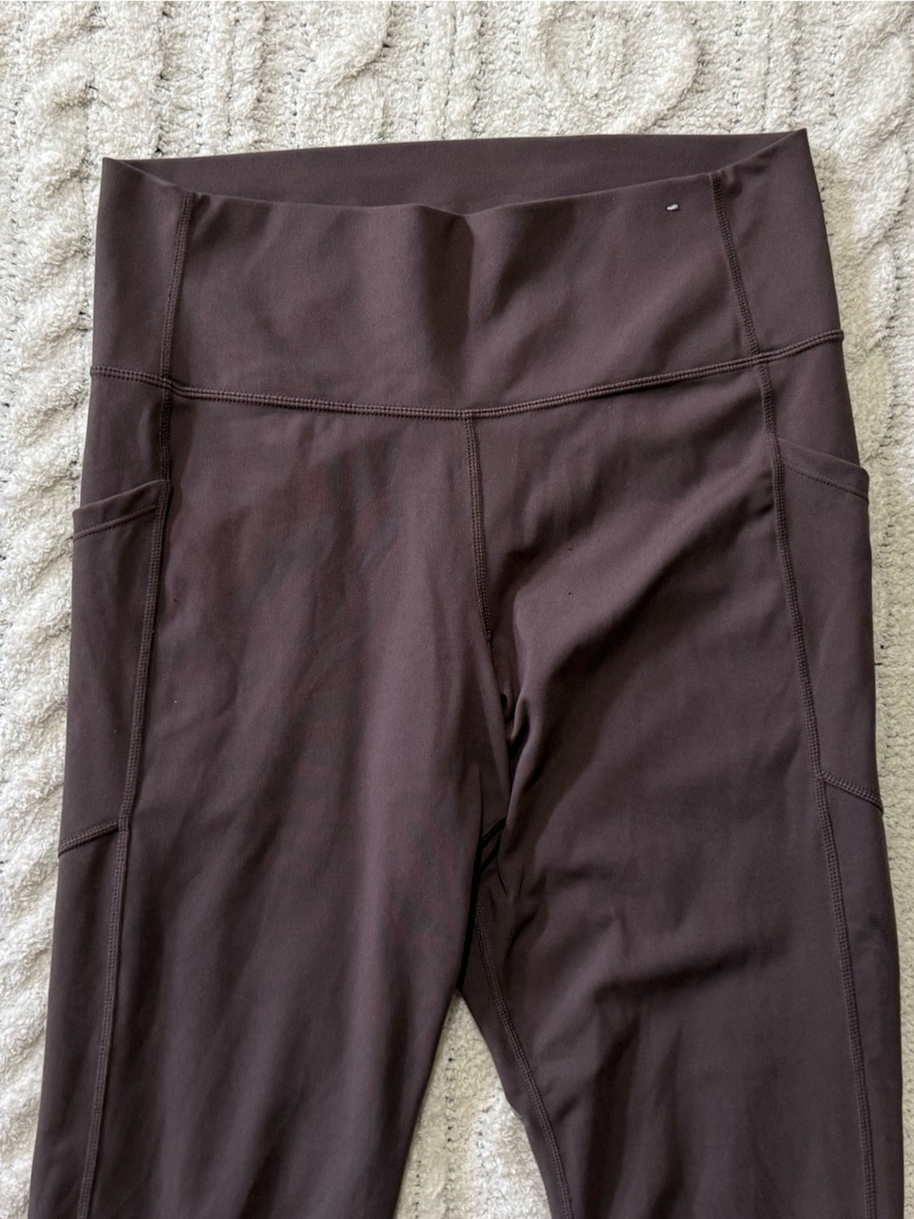 GapFit Sky High Studio Pocket Leggings Brown High Rise Yoga Athletic Pants Large - Picture 5 of 16